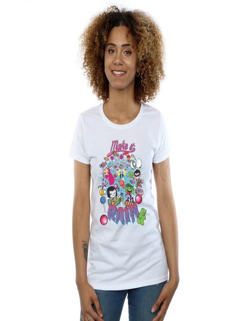 DC Comics - T-shirt TEEN TITANS GO MAKE IT RAIN Blanc - Kiabi