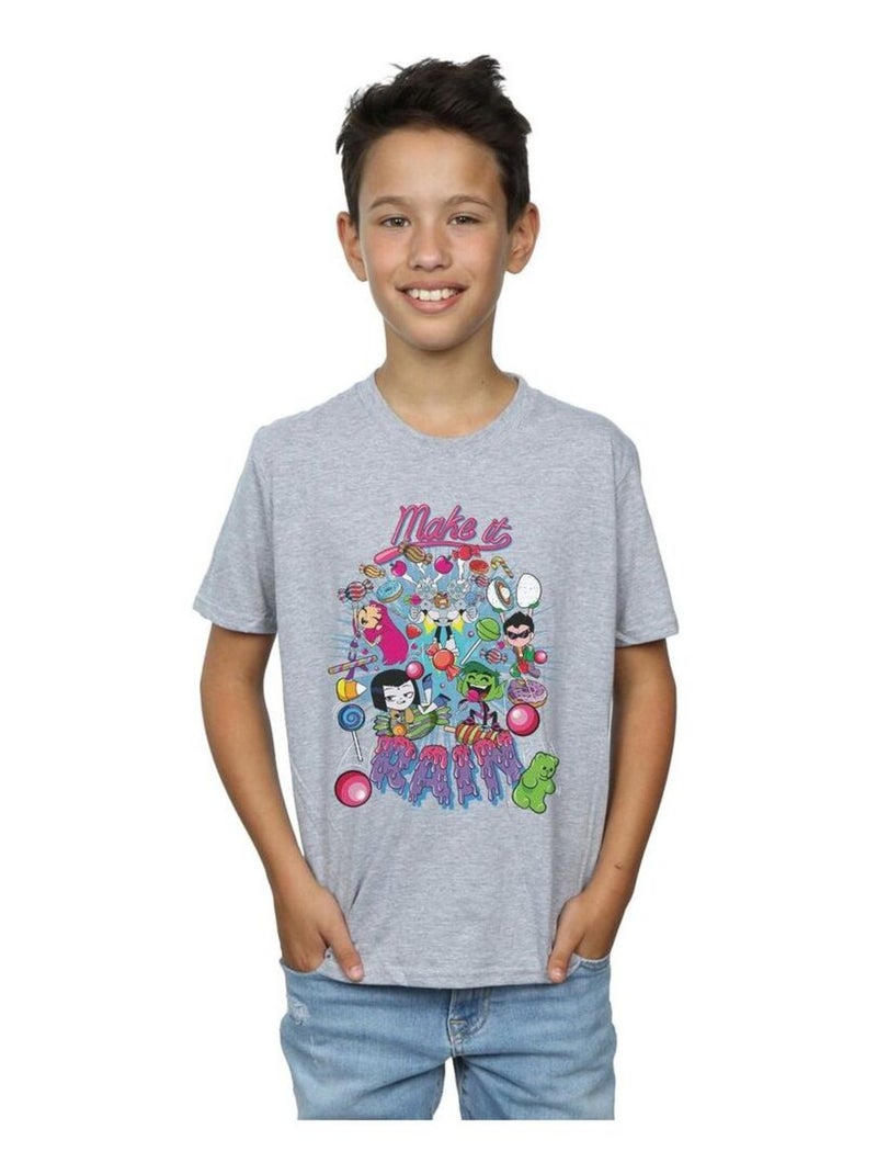 DC Comics - T-shirt TEEN TITANS GO MAKE IT RAIN Gris chiné - Kiabi