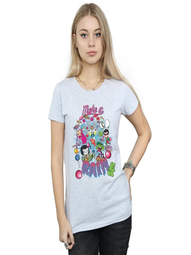 DC Comics - T-shirt TEEN TITANS GO MAKE IT RAIN Gris chiné - Kiabi