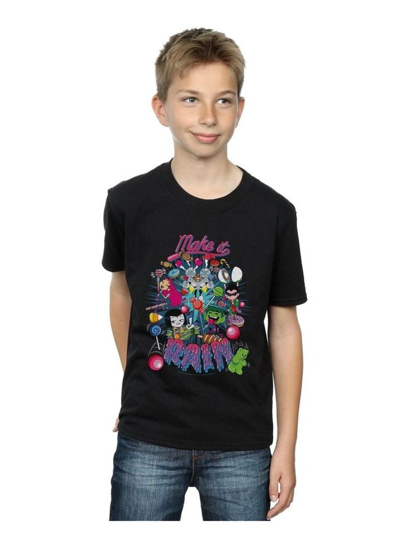 DC Comics - T-shirt TEEN TITANS GO MAKE IT RAIN Noir - Kiabi