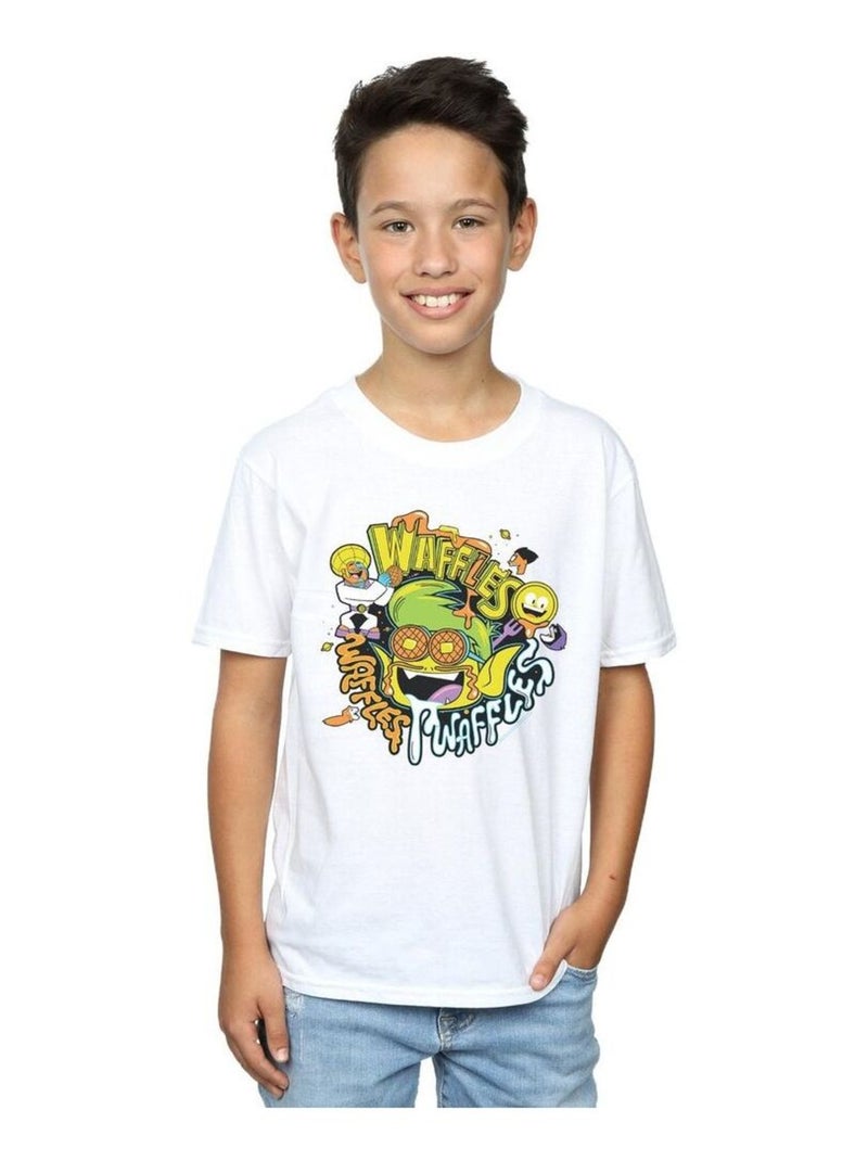 DC Comics - T-shirt TEEN TITANS GO WAFFLE MANIA Blanc - Kiabi