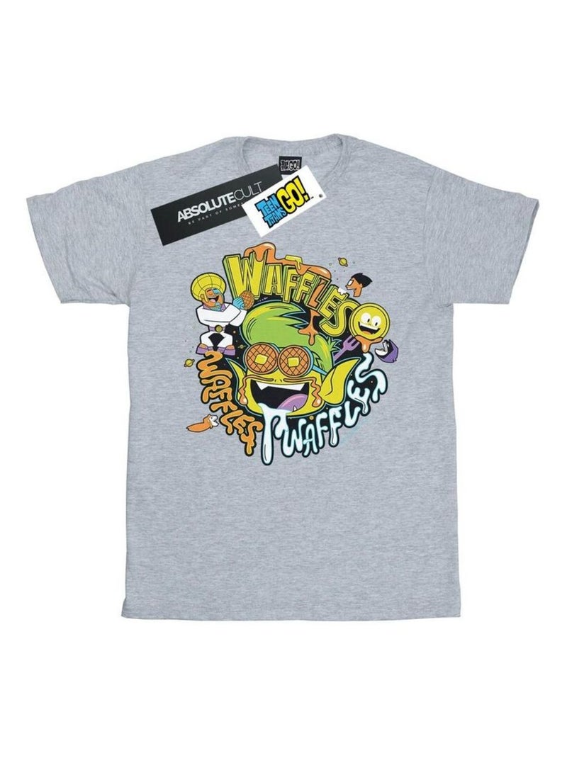 DC Comics - T-shirt TEEN TITANS GO WAFFLE MANIA Gris chiné - Kiabi
