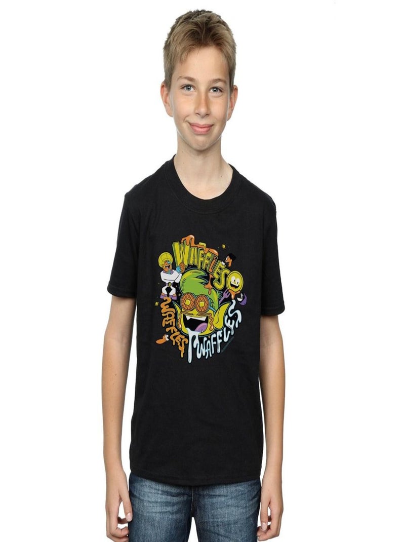 DC Comics - T-shirt TEEN TITANS GO WAFFLE MANIA Noir - Kiabi