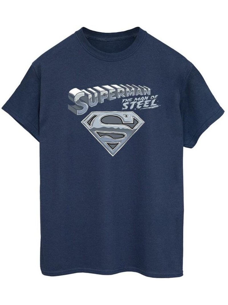 DC Comics - T-shirt THE MAN OF STEEL Bleu marine - Kiabi