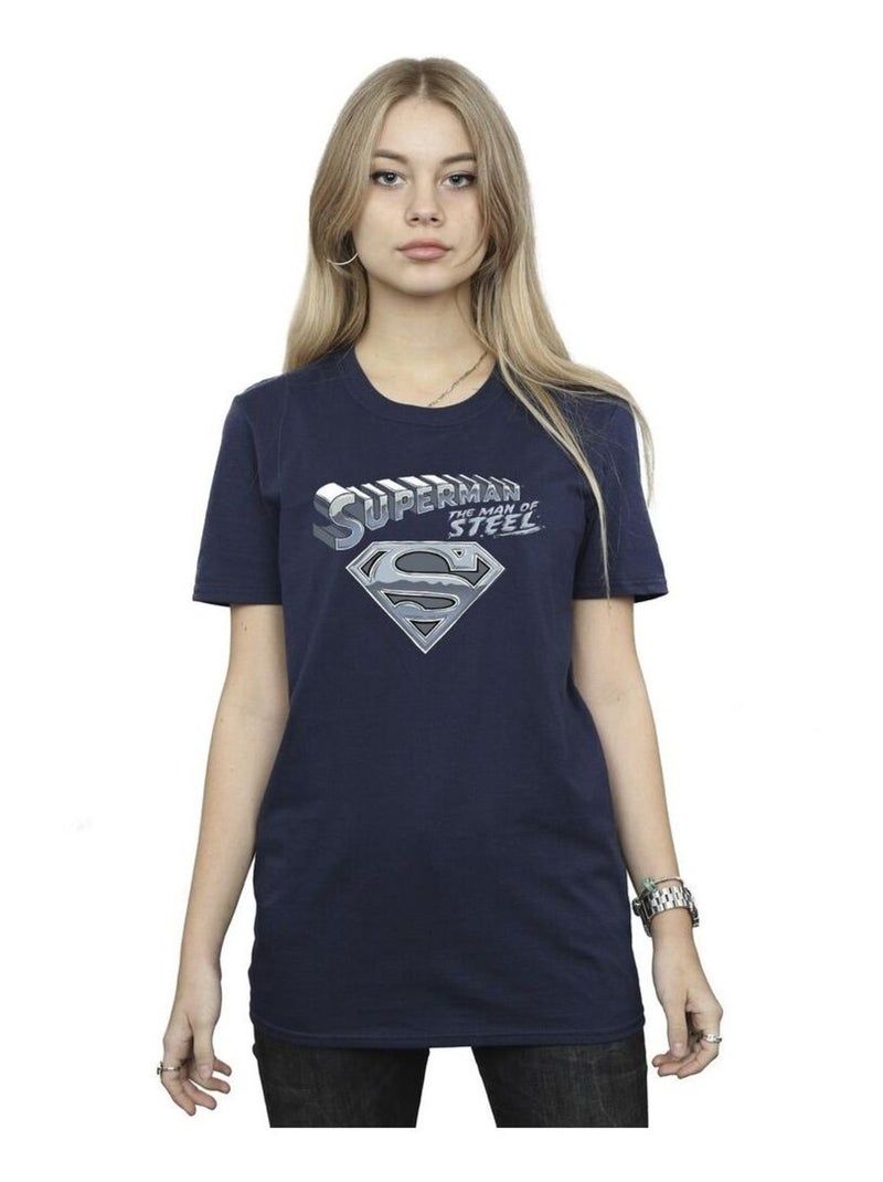 DC Comics - T-shirt THE MAN OF STEEL Bleu marine - Kiabi