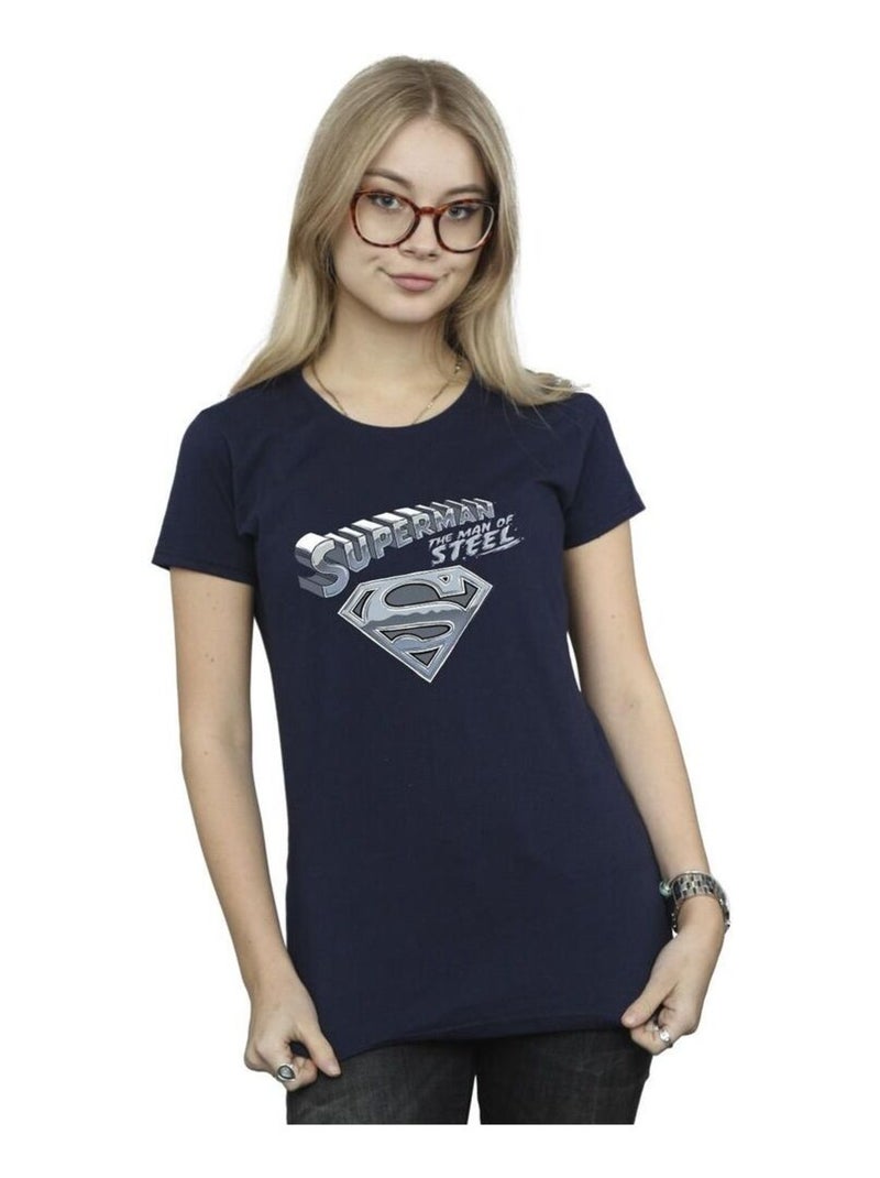 DC Comics - T-shirt THE MAN OF STEEL Bleu marine - Kiabi