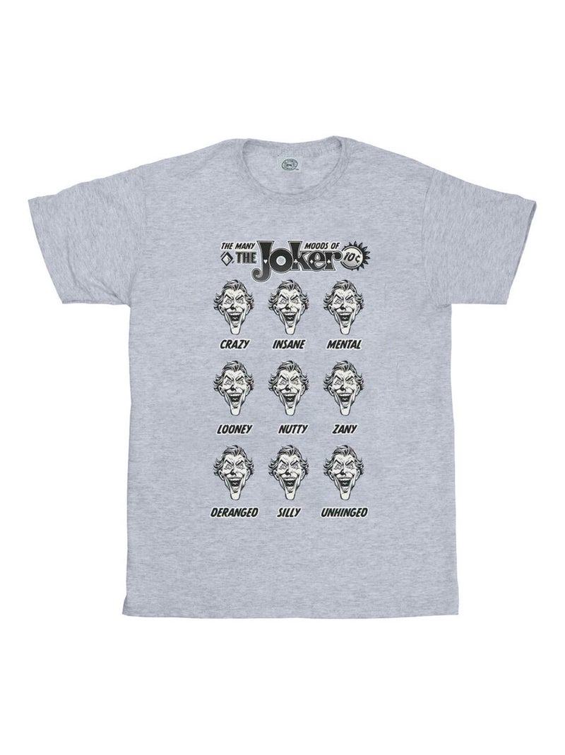 DC Comics - T-shirt THE MANY MOODS OF Joker Gris chiné - Kiabi