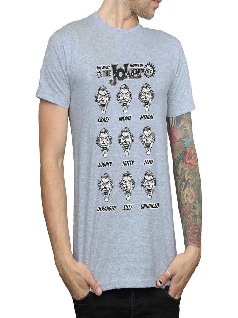 DC Comics - T-shirt THE MANY MOODS OF Joker Gris chiné - Kiabi