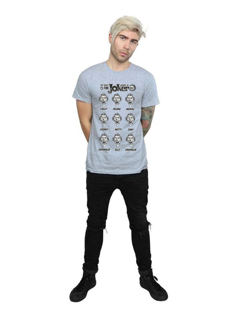 DC Comics - T-shirt THE MANY MOODS OF Joker Gris chiné - Kiabi