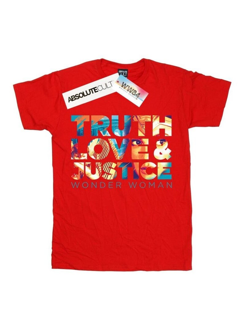 DC Comics - T-shirt TRUTH LOVE JUSTICE Rouge - Kiabi
