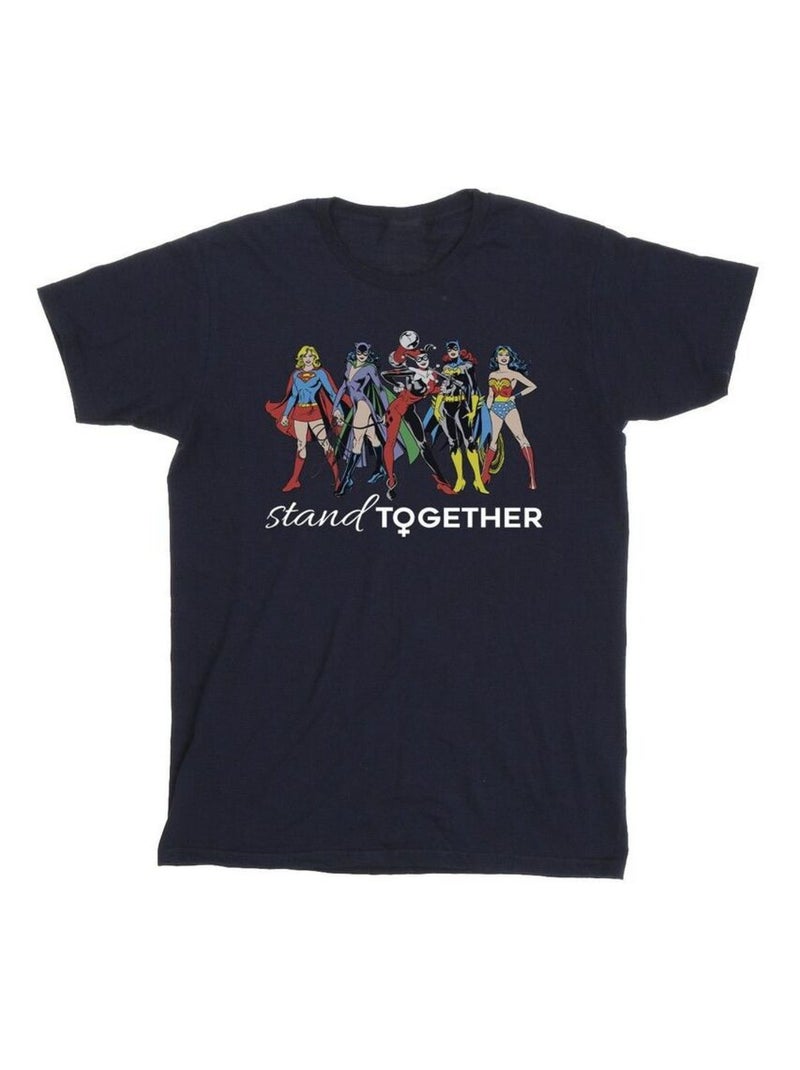 DC Comics - T-shirt WOMEN OF DC STAND TOGETHER Bleu marine - Kiabi