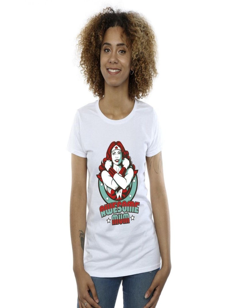 DC Comics - T-shirt WONDERFUL MUM Blanc - Kiabi
