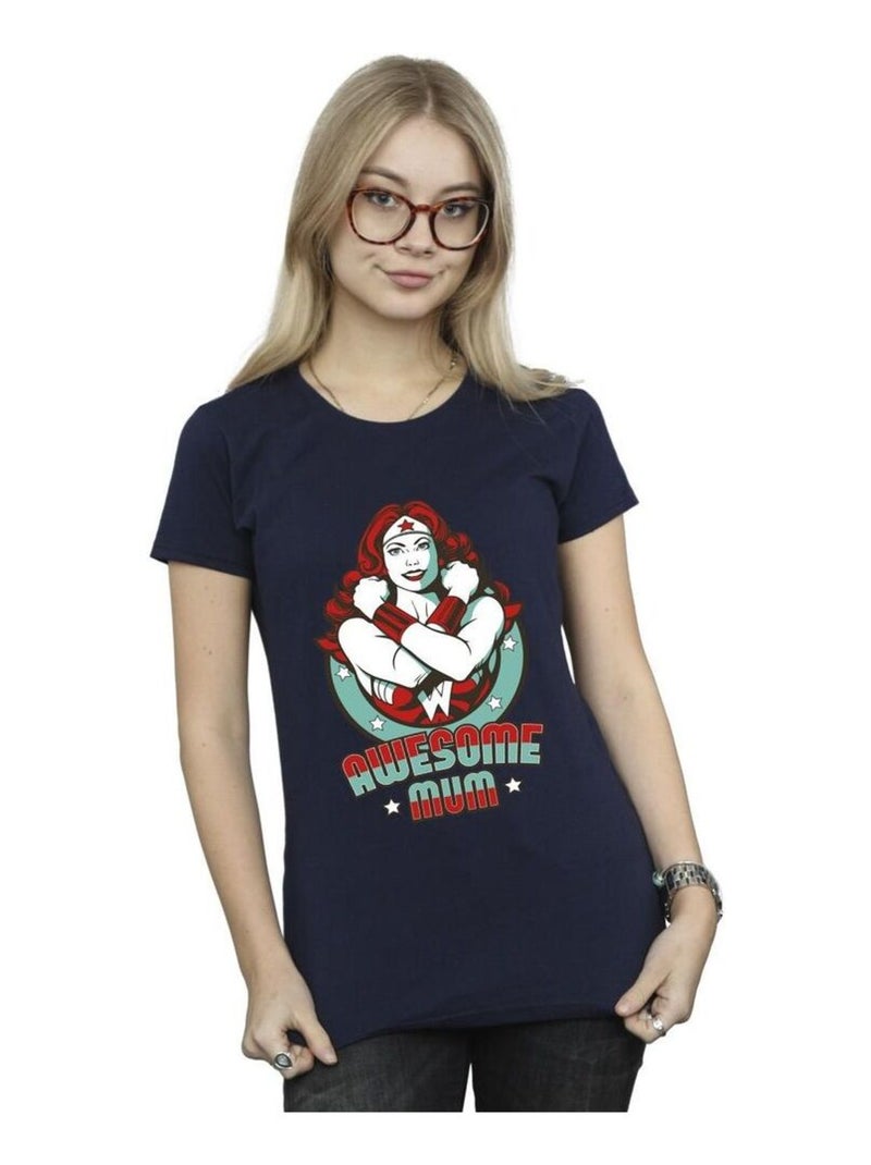 DC Comics - T-shirt WONDERFUL MUM Bleu marine - Kiabi