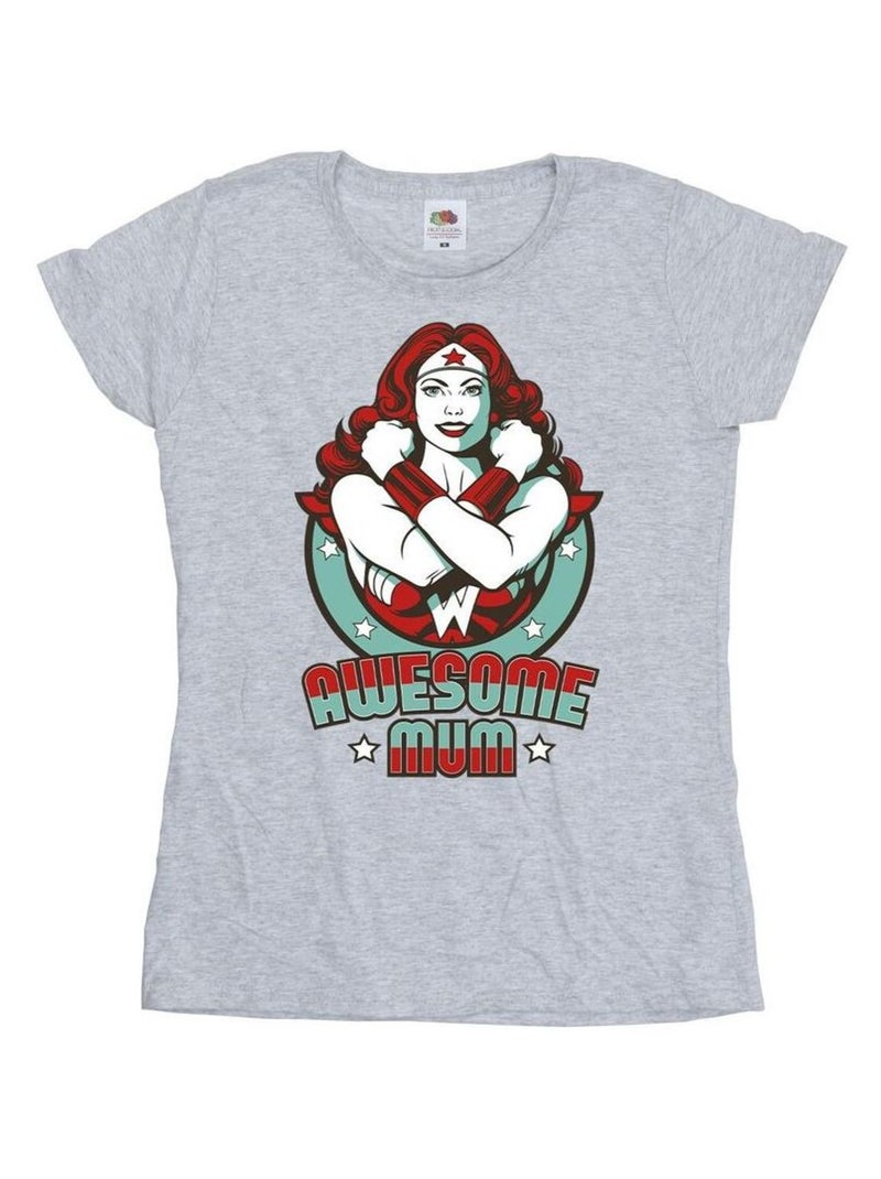 DC Comics - T-shirt WONDERFUL MUM Gris chiné - Kiabi