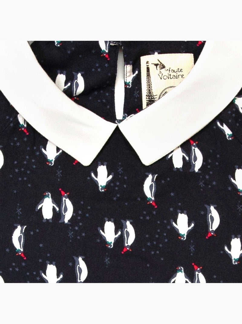 de Noël   Blouse col claudine & jupe plissée   - 'LA FAUTE A VOLTAIRE' Noir Rouge - Kiabi