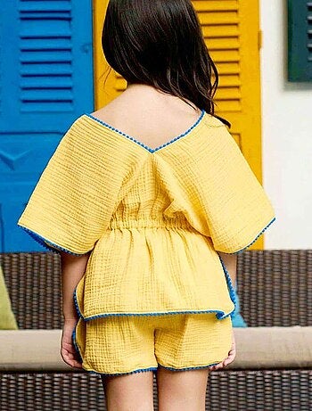 de plage Tunique + short / bleu roi LOVE - La Faute à Voltaire