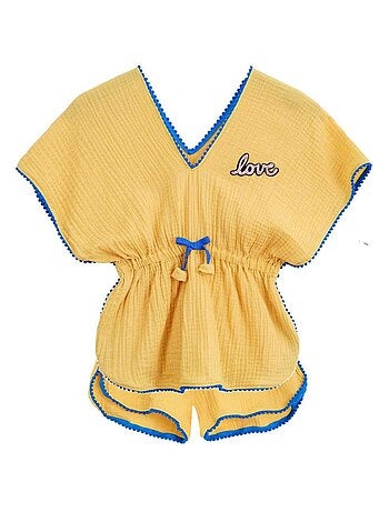 de plage Tunique + short / bleu roi LOVE - La Faute à Voltaire