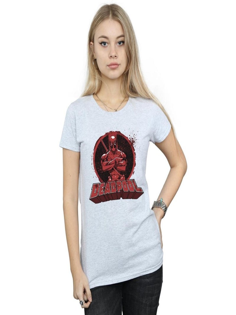Deadpool - T-shirt ARMS CROSSED Gris chiné - Kiabi