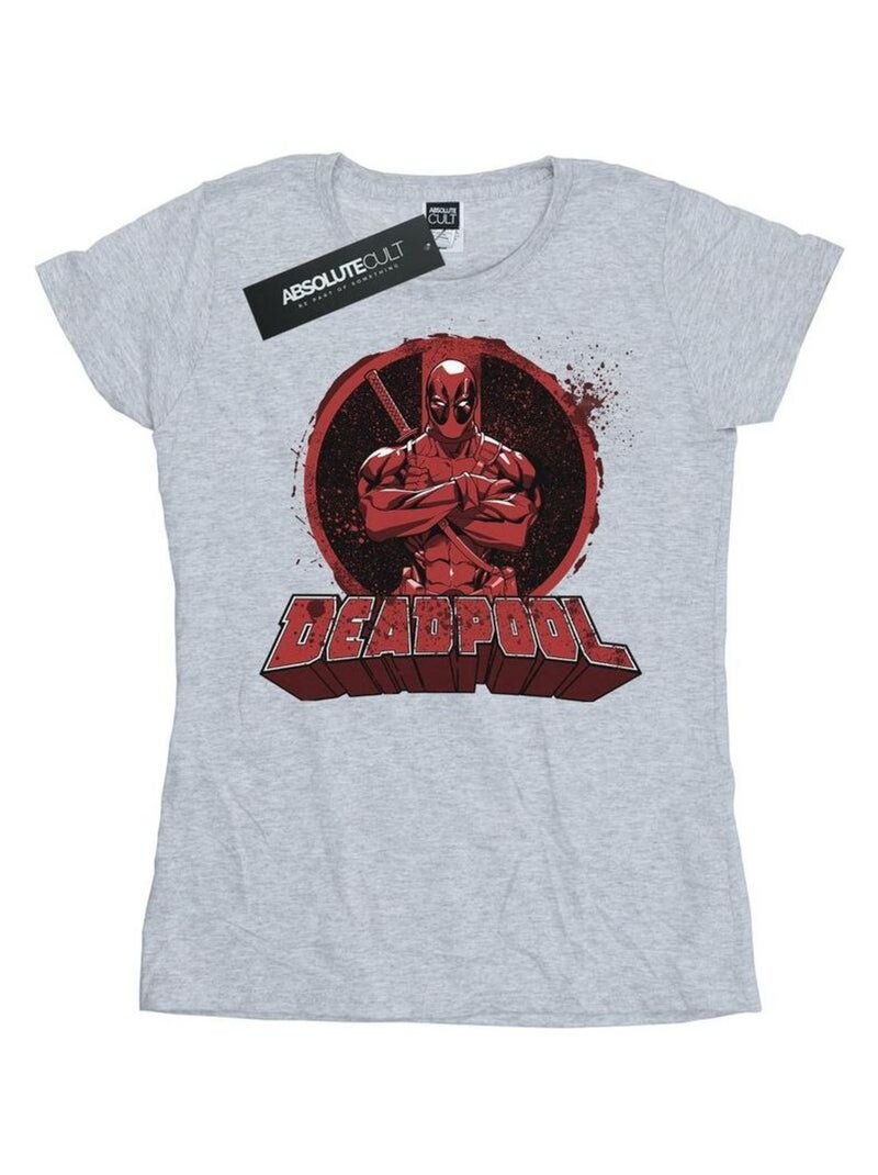 Deadpool - T-shirt ARMS CROSSED Gris chiné - Kiabi