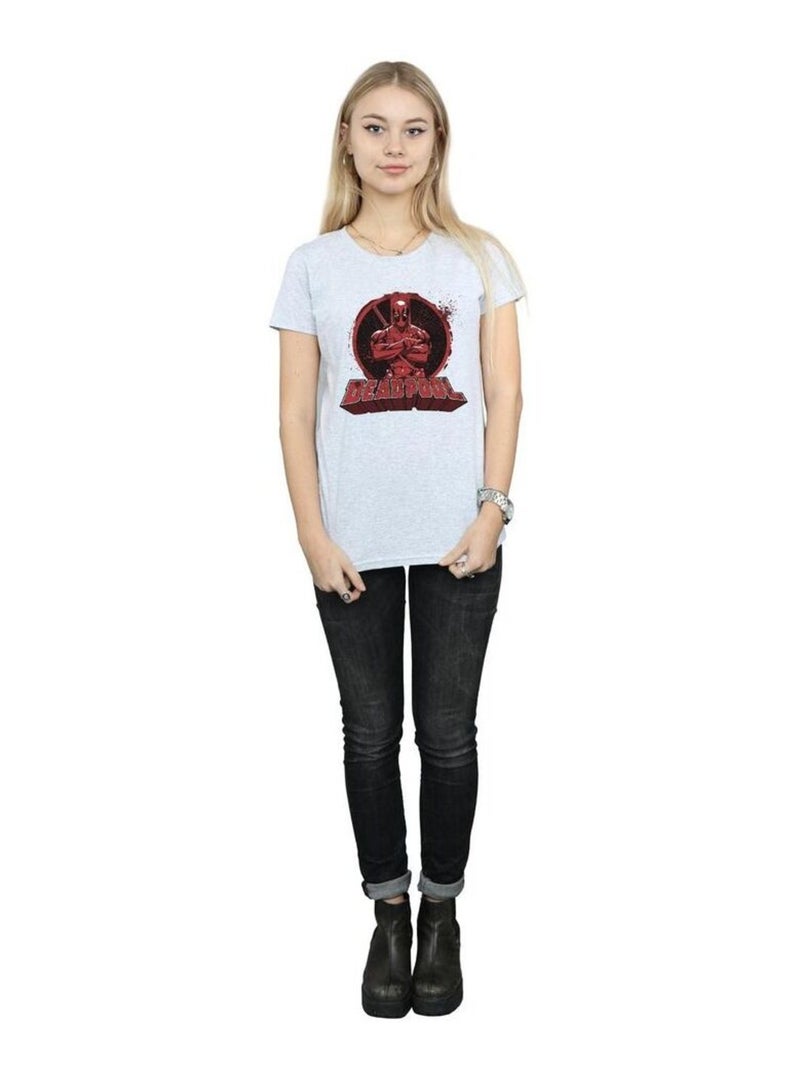 Deadpool - T-shirt ARMS CROSSED Gris chiné - Kiabi