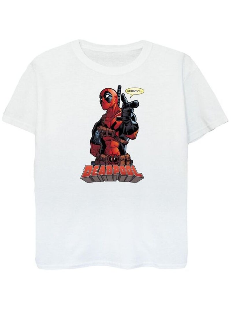 Deadpool - T-shirt HEY YOU Blanc - Kiabi