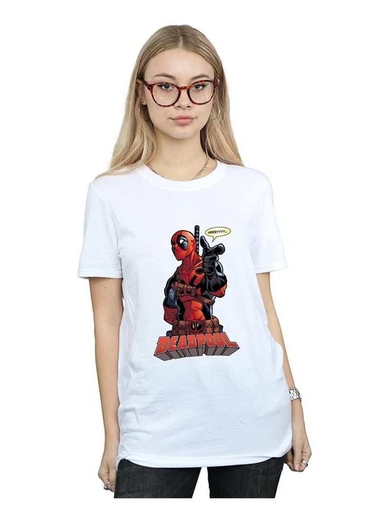 Deadpool - T-shirt HEY YOU (Deadpool) Blanc - Kiabi