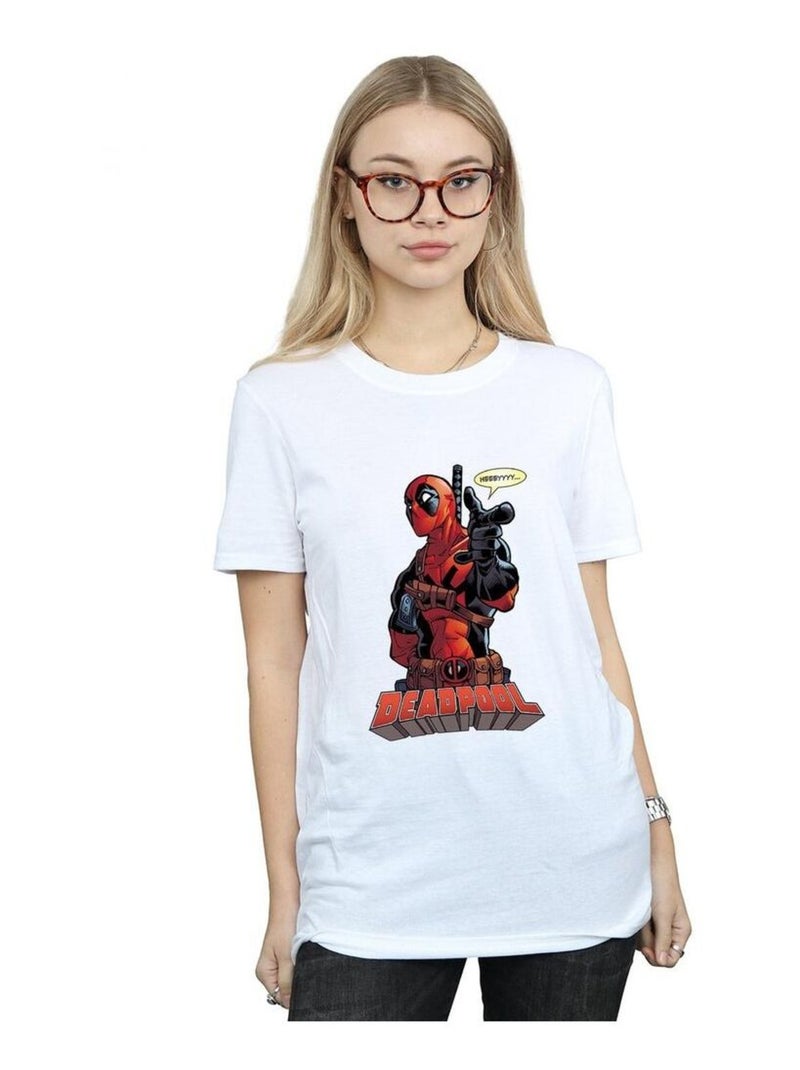 Deadpool - T-shirt HEY YOU (Deadpool) Blanc - Kiabi