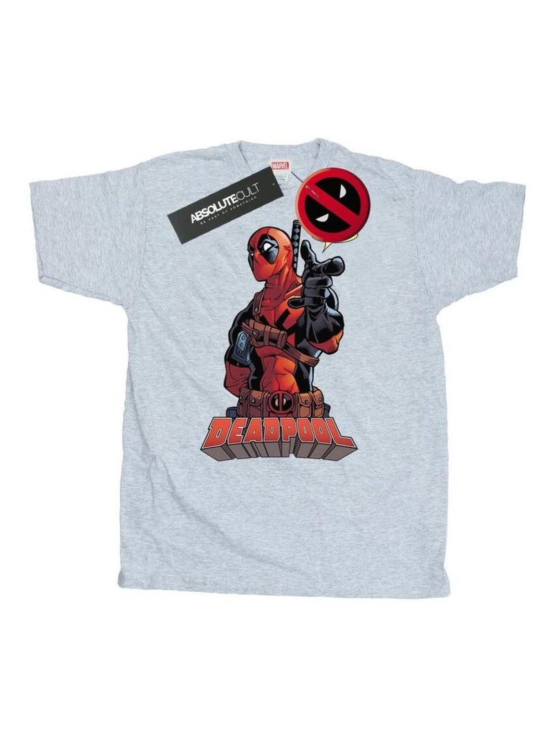 Deadpool - T-shirt HEY YOU Gris chiné - Kiabi