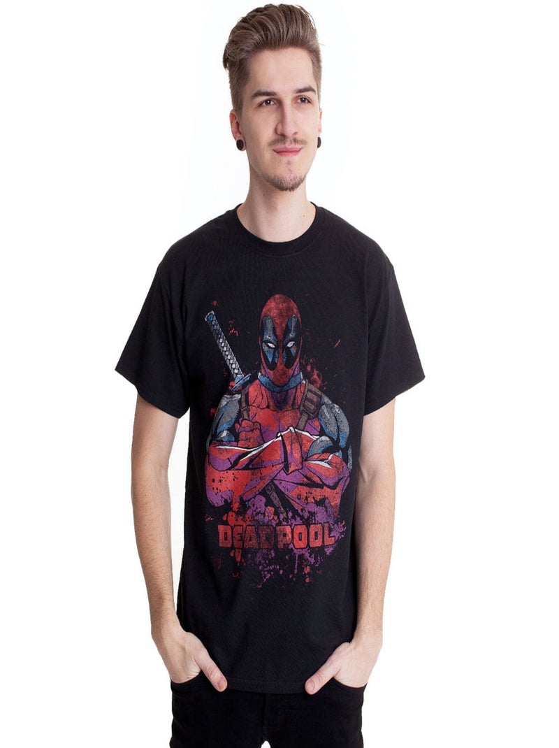 Deadpool - T-shirt Noir Rouge - Kiabi