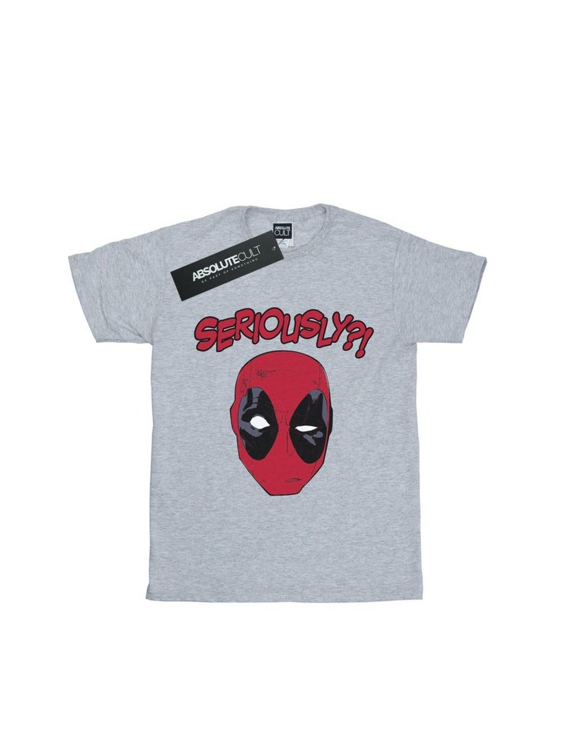 Deadpool - T-shirt SERIOUSLY Gris chiné - Kiabi