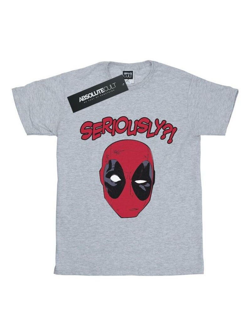Deadpool - T-shirt SERIOUSLY Gris chiné - Kiabi