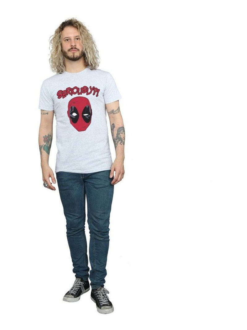 Deadpool - T-shirt SERIOUSLY Gris chiné - Kiabi