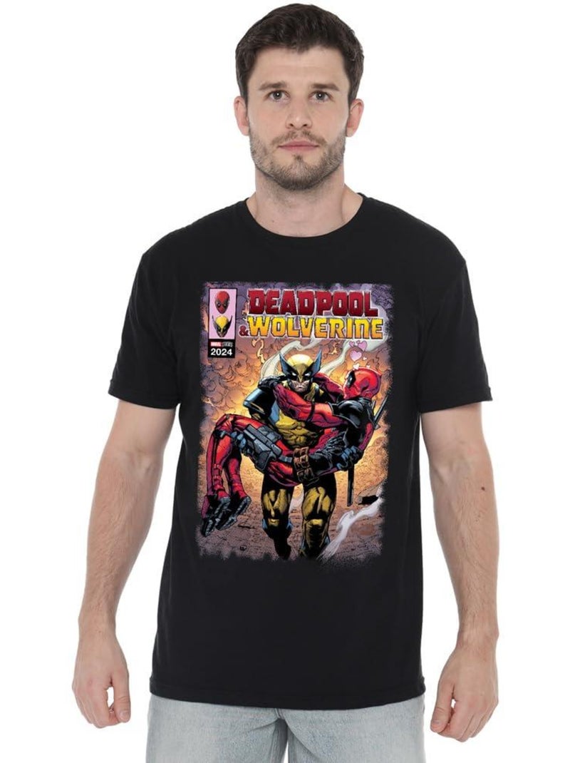 Deadpool et Wolverine - T-shirt WOLVERINE SAVES DEADPOOL Noir - Kiabi