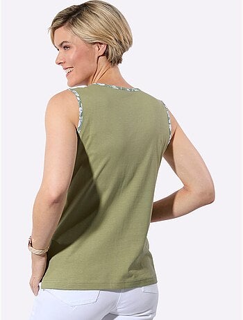 Débardeur en jersey fin avec col v et passepoil à motifs - taille standard - witt