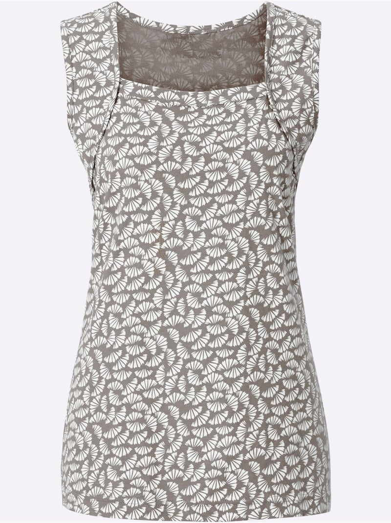 Débardeur 50% Coton - Taille Standard - Witt Gris Ecru - Kiabi