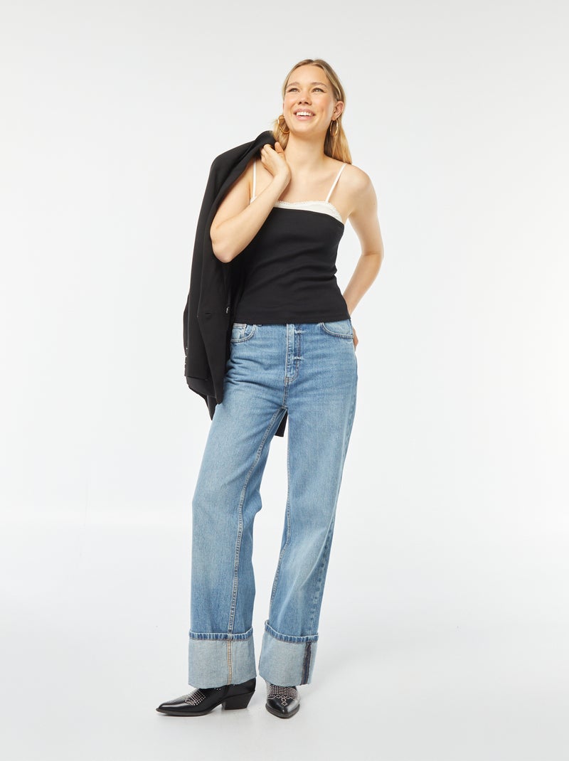 Débardeur à bretelles élastiquées noir - Kiabi