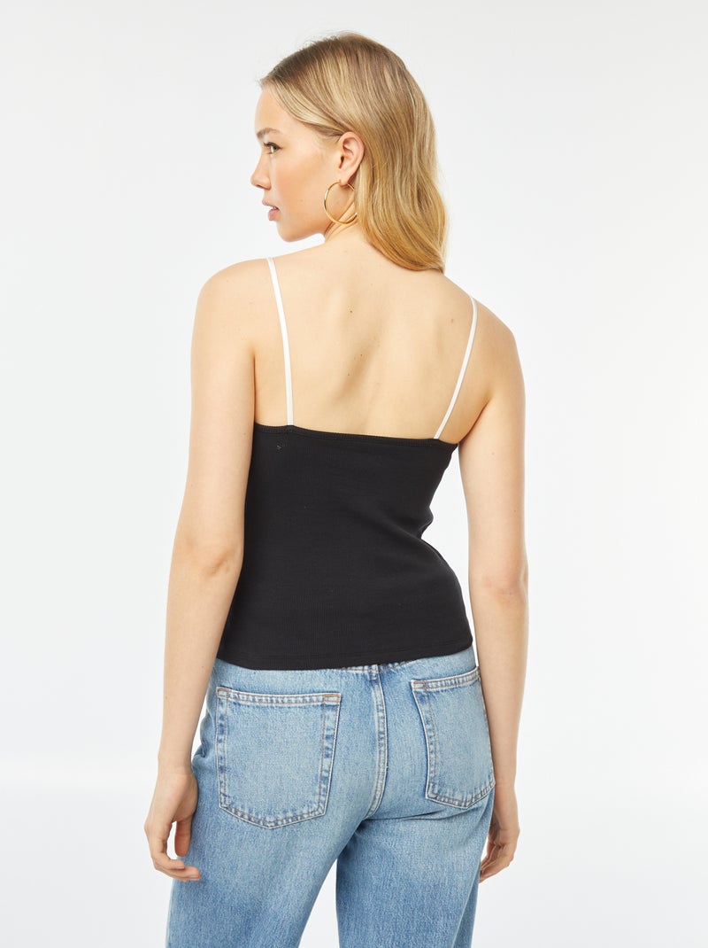 Débardeur à bretelles élastiquées noir - Kiabi