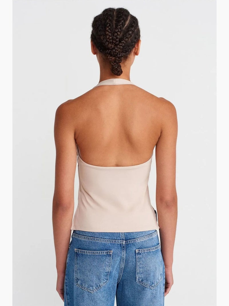 Débardeur à col américain à découpe dilvin Beige argile - Kiabi