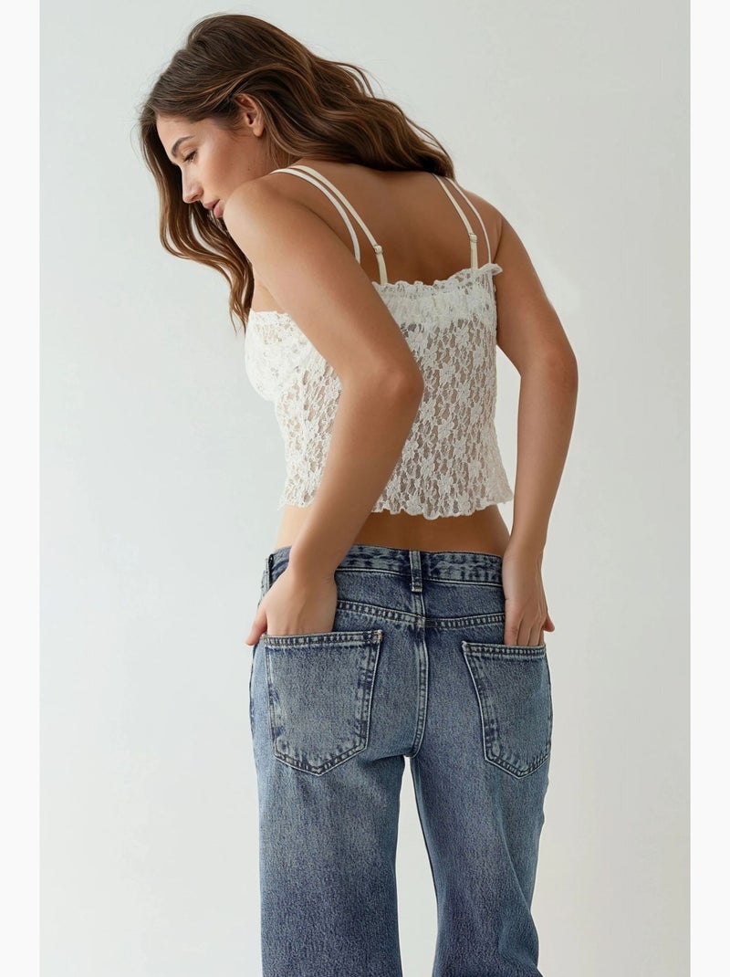 Débardeur à col carré en tricot texturé hiccup Blanc - Kiabi