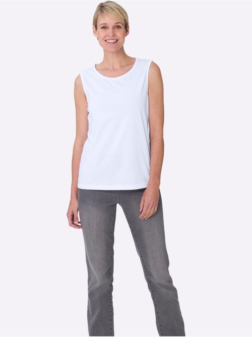 Débardeur à col rond avec imprimé brillant en devant - Taille standard - Moda Vilona - Kiabi Débardeur à col rond avec imprimé brillant en devant - Taille standard - Moda Vilona - Kiabi
