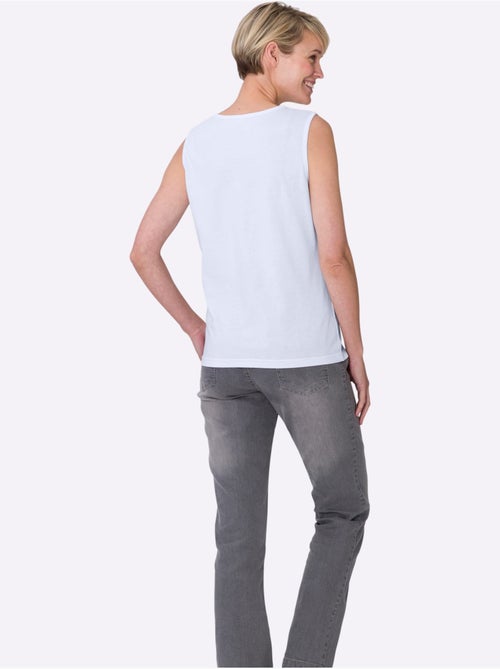 Débardeur à col rond avec imprimé brillant en devant - Taille standard - Moda Vilona - Kiabi Débardeur à col rond avec imprimé brillant en devant - Taille standard - Moda Vilona - Kiabi