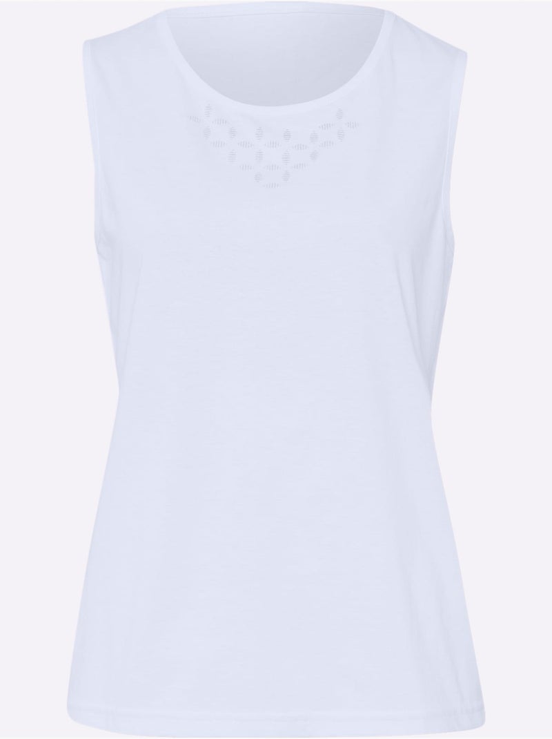 Débardeur à col rond avec imprimé brillant en devant - Taille standard - Moda Vilona Blanc - Kiabi