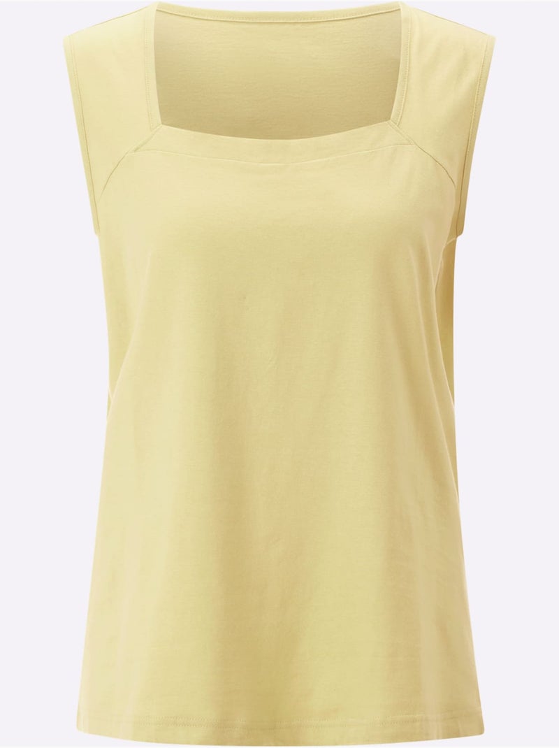 Débardeur à encolure carrée sans manches avec coutures décoratives - Taille standard - Moda Vilona Jaune citron - Kiabi