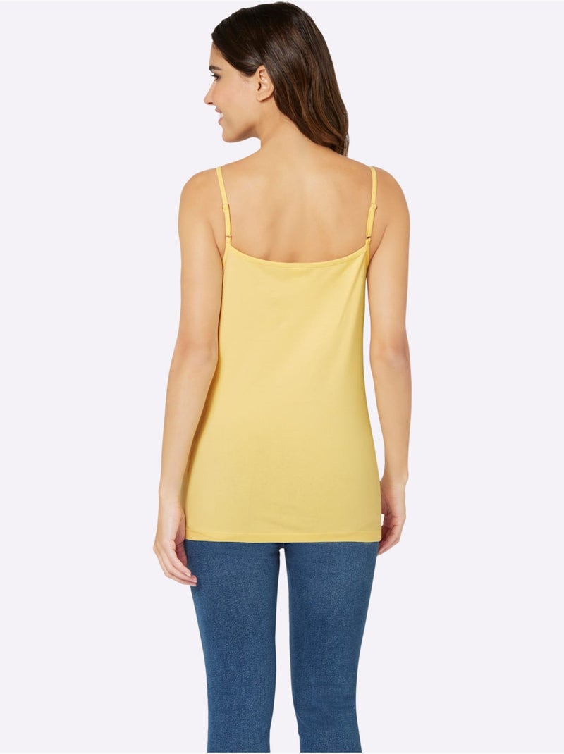 Débardeur à encolure ronde avec bretelles spaghetti réglables - Taille standard - Moda Vilona Jaune citron - Kiabi