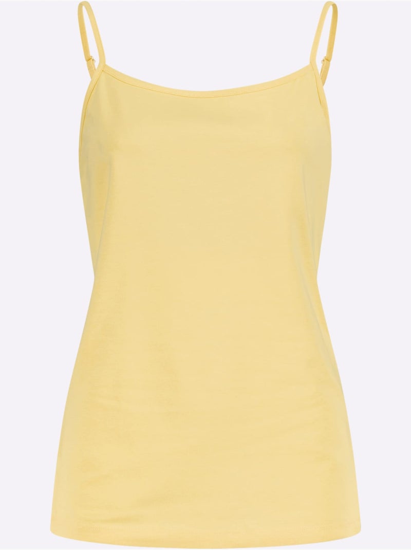 Débardeur à encolure ronde avec bretelles spaghetti réglables - Taille standard - Moda Vilona Jaune citron - Kiabi