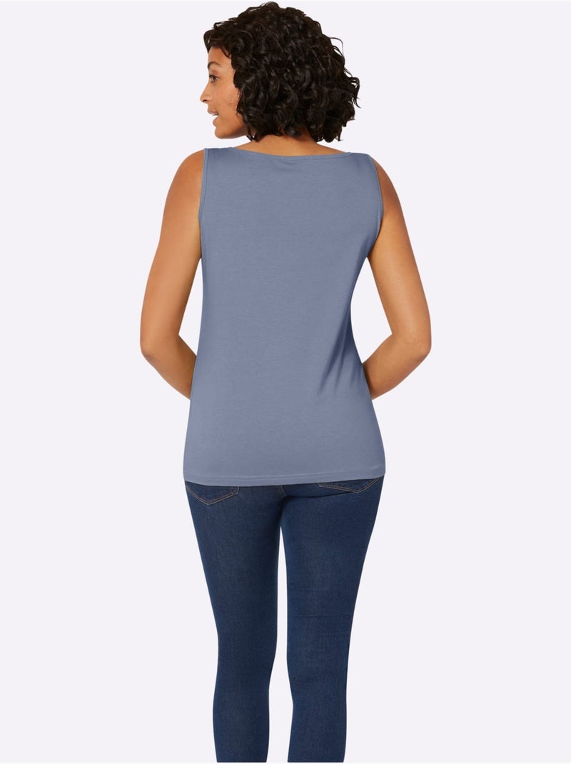 Débardeur à encolure ronde en matière douce et décontractée - Taille standard - Witt Gris tourterelle - Kiabi