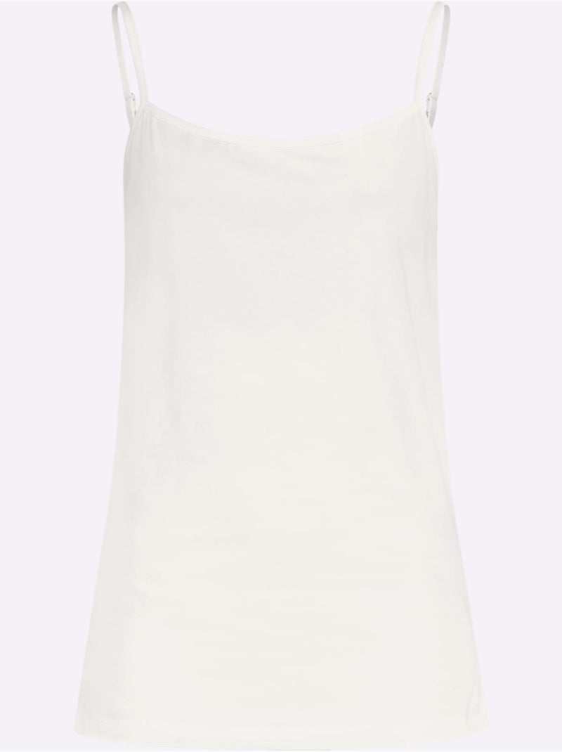 Débardeur à encolure ronde et bretelles spaghetti réglables - Taille standard - Moda Vilona Ecru - Kiabi