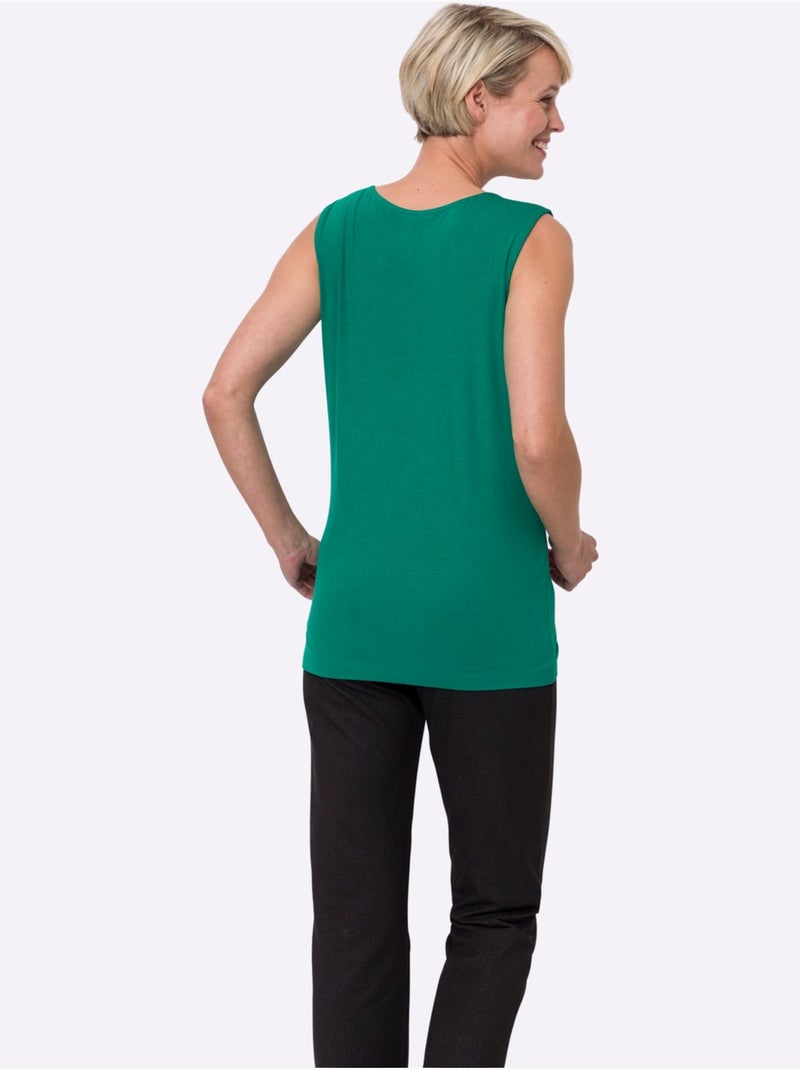 Débardeur à encolure ronde sans manches en viscose fluide - Taille standard - Moda Vilona Vert - Kiabi