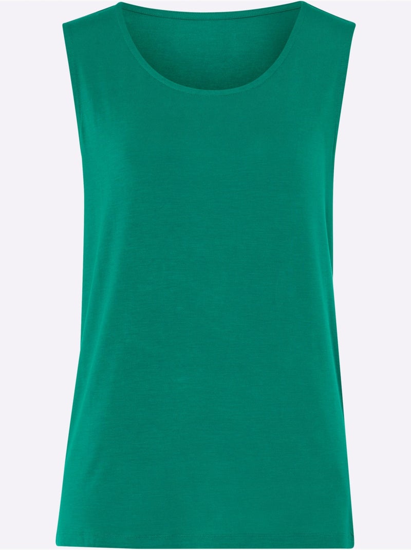 Débardeur à encolure ronde sans manches en viscose fluide - Taille standard - Moda Vilona Vert - Kiabi