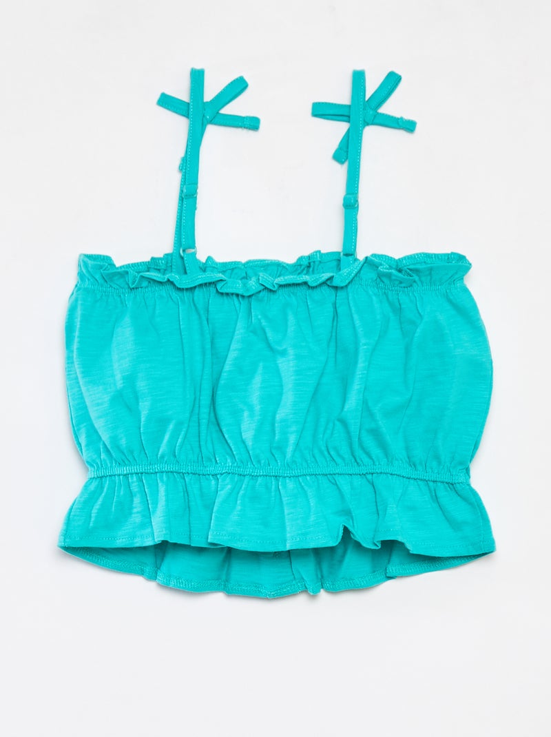 Débardeur à fines bretelles avec volants VERT - Kiabi